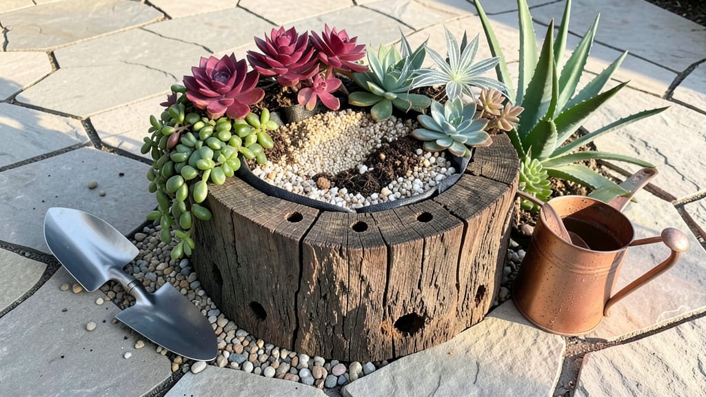 How to Make a Tree Stump into a Planter: Rustic Garden Upcycling in 30 Minutes